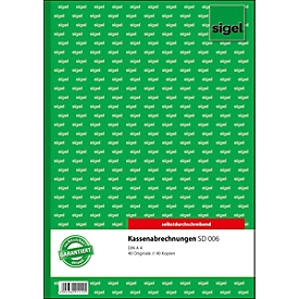 Livre de comptabilité SD006 Sigel, papier autocopiant, format A4, 2 x 40 feuilles