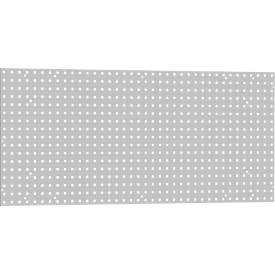 Lochplatte WFI, Wandmontage, Lochgröße 9 x 9 mm & Lochabstand 38 mm, L 1150 x H 750 mm, Stahlblech, lichtgrau RAL 7035