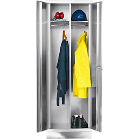 Locker - RVS - B 600 x D 500 x H 1800 mm - met hoedenplank en kledingstang - met sokkel - RVS