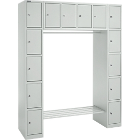 Lockerkast - B 1565 x D 500 x H 1950 mm - 3 x  4 vakken - met  kledingstang - schoenrek - lichtgrjs - ons merk Schäfer Shop Select