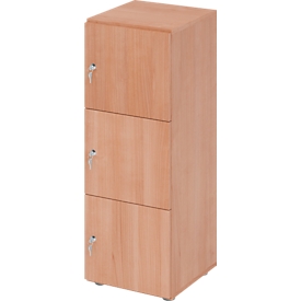 Lockerkast Topas Line, 3 x ordnerhoogte, 3 compartimenten, cilinderslot, B 400 x D 420 x H 1100 mm, notenhout/walnoot