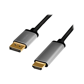 LogiLink Adapterkabel - DisplayPort männlich zu HDMI männlich - 2 m - Dreifachisolierung - Schwarz - Unterstützung für 4K60Hz (3840 x 2160)