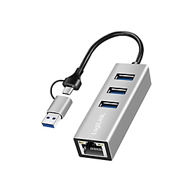 LogiLink Hub - 3 x USB 3.2 Gen 1 + 1 x 1 Gigabit