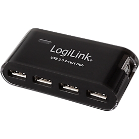 LogiLink Hub, USB 2.0, 4 poorten, zwart, 480 MBit/s, met voedingseenheid