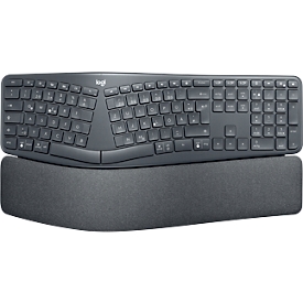 Logitech® ERGO K860 drahtlose ergonomische Tastatur, Handflächenhebefunktion, 2 Jahre Batterie