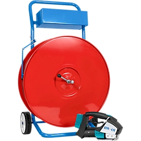 Lot cercleur avec batterie et chariot dérouleur PET, 15,5 mm