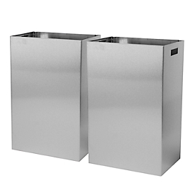 Lot de 2 poubelles, en inox, 50 l