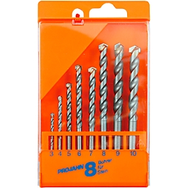 Lot de forets en pierre ECO Projahn, 8 forets, 1 x Ø 3-10 mm, pour machines avec 3 mandrins de forage, dans une boîte en plastique