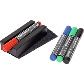 Lot de marqueurs pour tableau blanc Sigel, effaceur magnétique et 4 marqueurs pour tableau blanc, noir/rouge/vert/bleu