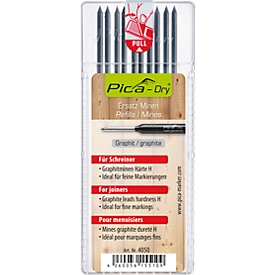 Lot de mines Dry 4050 Pica, pour menuisiers, graphite, dureté spéciale H, H 125 x Ø 2,8 mm, 10 x 10 p.