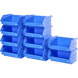 Lot économique de bacs à bec SSI Schaefer série PROFI LF 110, polypropylène, L 92 x l 100 x H 51 mm, 0,26 l, bleu, 10 pièces