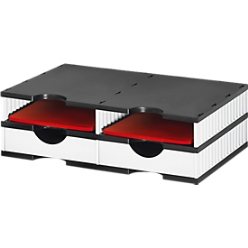 Lot station de tri Styro styrodoc Trio, 4 compartiments, blanc-noir/blanc