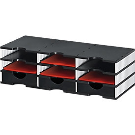 Lot station de tri Styro styrodoc Trio, 9 casiers, blanc-noir/noir
