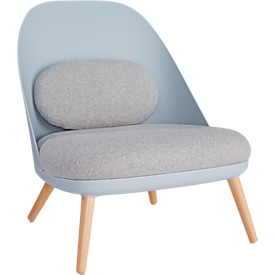 Lounge fauteuil, gestoffeerd, B 700 x D 655 x H 755 mm, 4-poten, blauwgrijze zitschaal