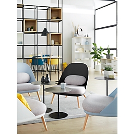 Lounge fauteuil, gestoffeerd, B 700 x D 655 x H 755 mm, 4-poten, zwarte zitschaal