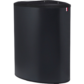 Lune design afvalbak Binc, staal, open kunststof deksel, 50 l, 3 afvalstromen, verrijdbaar, B 360 x D 560 x H 680 mm, zwart