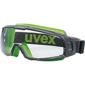 Lunettes de protection u-sonic Uvex, EN 166, EN 170, polycarbonate transparent, monture gris/citron vert, protection UV 400, 5 p.