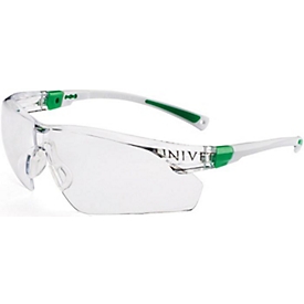 Lunettes de protection Univet 506 UP, EN 166, EN 170, branches blanc vert, écran incolore en polycarbonate, réglables, anti-rayures/buée