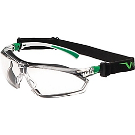 Lunettes de protection Univet 506 UP Hybrid, EN 166/170, branches blanches/vertes, écran panoramique, anti-buée/anti-rayures