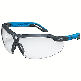 Lunettes de protection Uvex i-5, ergonomiques, protections oculaires et latérales, filtre UV, branches réglables, sans métal, matière synthétique, anthracite-bleu