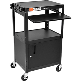Luxor in hoogte verstelbare multifunctionele trolley met kast &amp; uittrekblad, afsluitbaar, 4 zwenkwielen, zwart