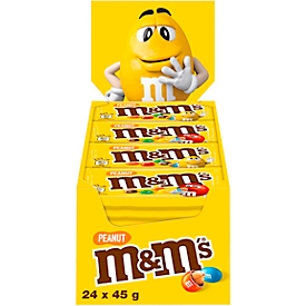 M&M's Peanut, Erdnüsse in Milchschokolade mit Zuckerüberzug, 24 x 45 g