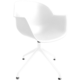 Maanschaalstoel, set van 2, B 600 x D 575 x H 830 mm, 360° draaibaar, polypropyleen &amp; staal, gelakt, wit