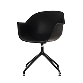 Maanschaalstoel, set van 2, B 600 x D 575 x H 830 mm, 360° draaibaar, polypropyleen &amp; staal, gelakt, zwart