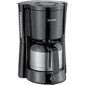 Machine à café Severin KA 4835, 1000 W, pour jusqu'à 8 tasses, arrêt automatique, système anti-gouttes, indicateur de niveau d'eau, avec verseuse en inox, noir