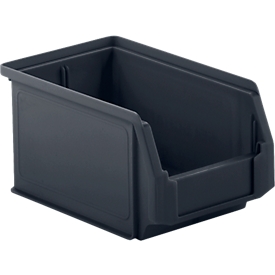 Magazijnbak met open voorzijde SSI Schäfer LF 321, gerecycled kunststof, L 343 x B 209 x H 145 mm, 7,5 l, ijzergrijs, 14 st. 