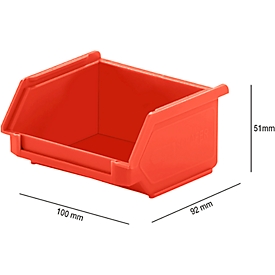 Magazijnbak SSI Schäfer LF 110, polypropeen, L 92 x B 100 x H 50 mm, 0,26 l, rood