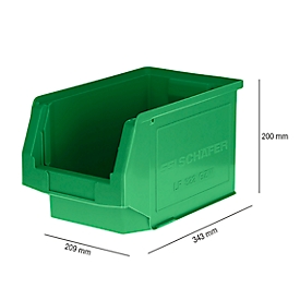 Magazijnbak SSI Schäfer LF 322, polypropeen, L 343 x B 209 x H 200 mm, 10,4 l, groen