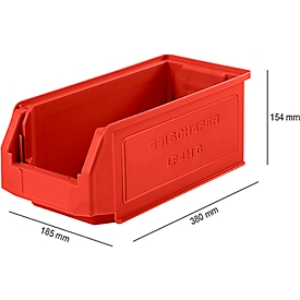 Magazijnbak SSI Schäfer LF 421, polypropeen, L 380 x B 185 x H 154 mm, 7,8 l, rood