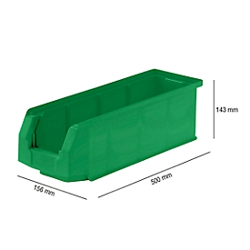 Magazijnbak SSI Schäfer LF 511, polypropeen, L 500 x B 156 x H 143 mm, 7,6 l, groen