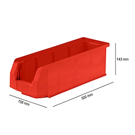 Magazijnbak SSI Schäfer LF 511, polypropeen, L 500 x B 156 x H 143 mm, 7,6 l,rood