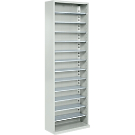 Magazijnkast, 1980 mm hoog, 12 legborden, zonder dozen, licht zilver