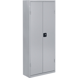 Magazijnkast - B 700 x D 300 x H 1690 mm - 11 legborden - 60 bakken - met deuren - blank alu