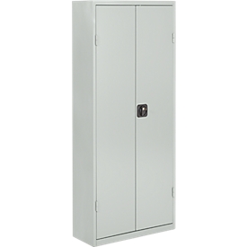 Magazijnkast - B 700 x D 300 x H 1690 mm - 11 legborden - 60 bakken - met deuren - lichtgrijs