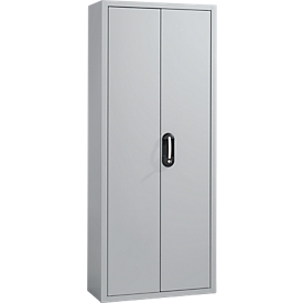 Magazijnkast - B 700 x D 300 x H 1690 mm - 9 legborden - 40 bakken - met deuren - blank alu