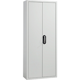 Magazijnkast - B 700 x D 300 x H 1980 mm - 12 legborden - zonder bakken - met deuren - lichtgrijs