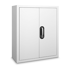 Magazijnkast - B 700 x D 300 x H 830 mm - 6 legborden - zonder bakken - met deuren - blank alulichtgrijs