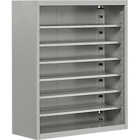 Magazinregal, 830 mm hoch, 6 Böden, ohne Kästen, weißaluminium