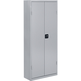Magazinschrank, 1690 mm hoch, 11 Böden, 60 Kästen, mit Türen, hellsilber