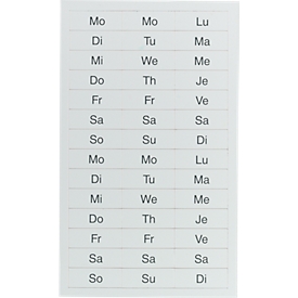 Magneetplaatjes, ma.-zo., telkens 2-voudig in Duits, Frans, Engels