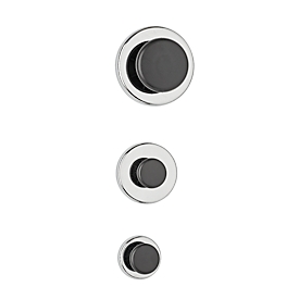 Magnet Maul, round, with handle button, 38 x D 24 mm, adhesive force up to 5 kg, steel &amp; plastic, light silver, 1 pc.