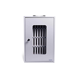 Magnetoplan boîte de rangement pour smartphone, pour jusqu'à 36 téléphones portables, verrouillable, poignée de transport, L 295 x P 205 x H 445 mm, acier laqué, gris