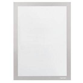 Magnetoplan, cadre d'affichage « magnetofix », format A4 portrait/paysage, autocollant, PP, argent, 2 pièces