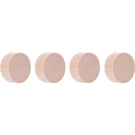 Magnetoplan Design Magnet Wood Circle, rund, Haftkraft 4 kg, Ø 30 x H 13 mm, FSC®-Birkenholz, 4 Stück