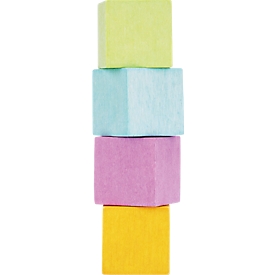 Magnetoplan Design Magnet Wood Cube, carré, force d'adhérence 4 kg, L 20 x P 20 x H 20 mm, assortiment de couleurs, bois FSC®, 4 pièces