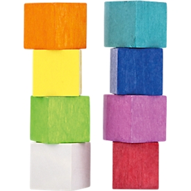 Magnetoplan Design Magnet Wood Cube, carré, force d'adhérence 4 kg, L 20 x P 20 x H 20 mm, assortiment de couleurs, bois FSC®, 8 pièces